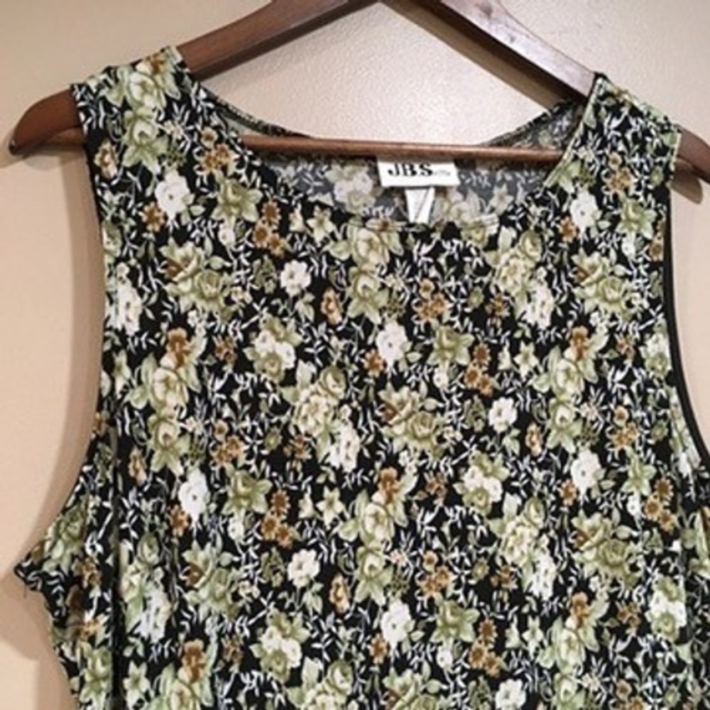Vintage Floral Midi Dress Women 16 Green Forest Fairy Grunge Grandma Cottage Y2K - Picture 2 of 8